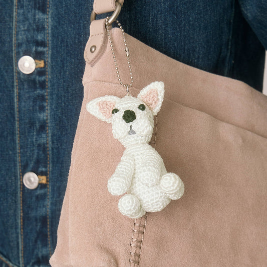 The Sak Yarnicharmz Dangle - Hand Crochet - White Frenchie