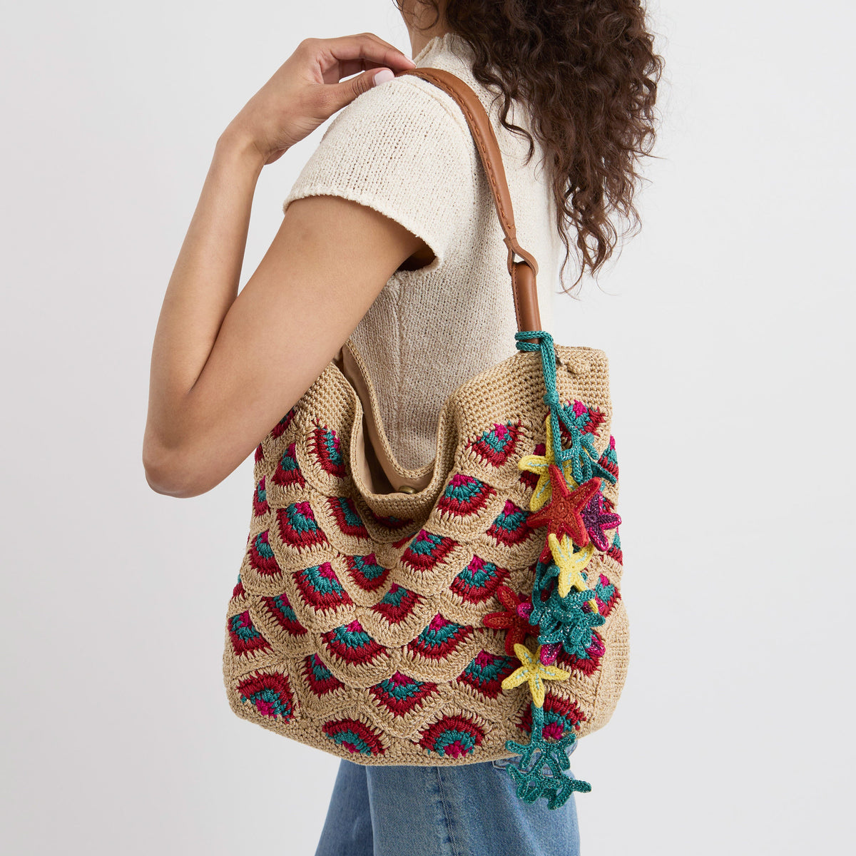 The Sak Los Feliz Large Tote - Hand Crochet - Bamboo Mermaid