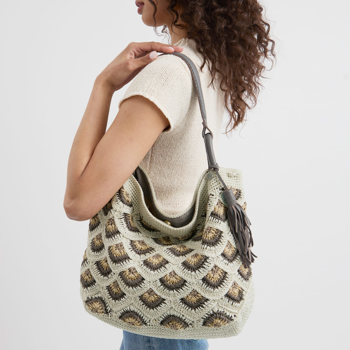 The Sak Los Feliz Large Tote - Hand Crochet - Natural Mermaid