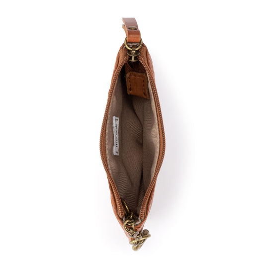 The Sak Cypress Small Card Wallet - Leather - Tobacco Floral Embossed