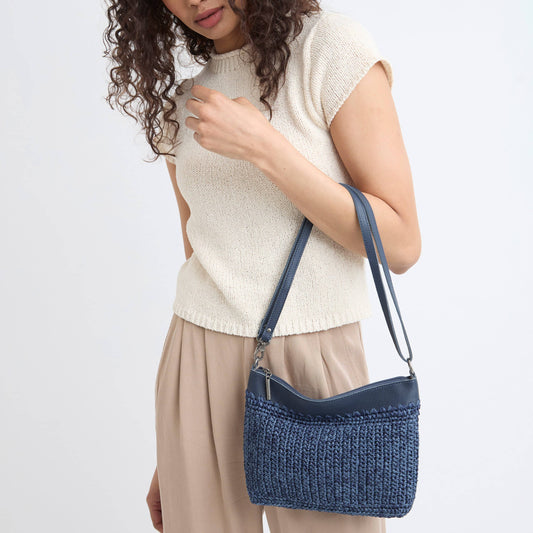 The Sak Lumi Crossbody - Hand Crochet - Denim Tonal Straw