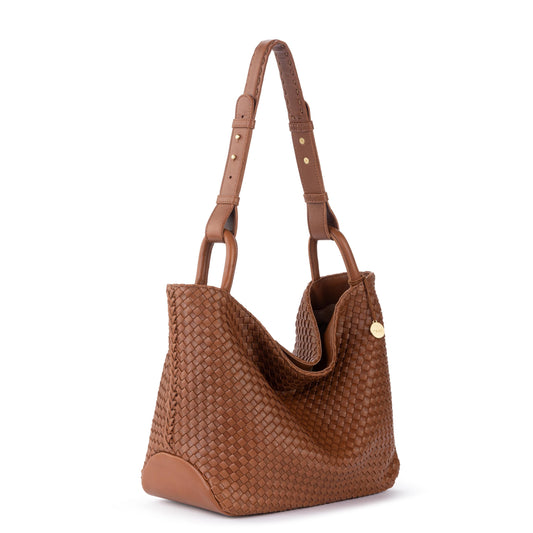 The Sak Los Feliz Medium Tote - Leather - Cognac Woven