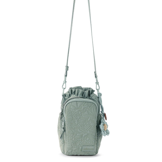 Sakroots Banyan Drawstring Crossbody - EcoTwill - Sage Flower Blossom Quilted