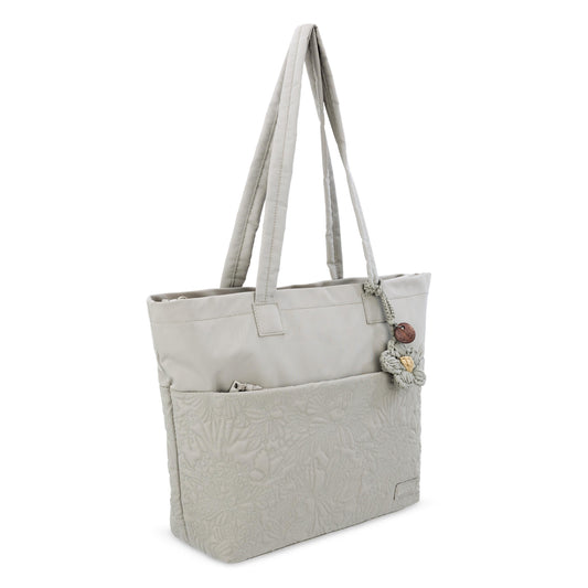Sakroots Banyan Shoulder Tote - EcoTwill - Pebble Flower Blossom Quilted