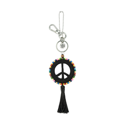The Sak Yarnicharmz Dangle - Hand Crochet - Black Peace