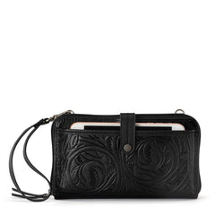 Leather - Black Leaf Embossed
