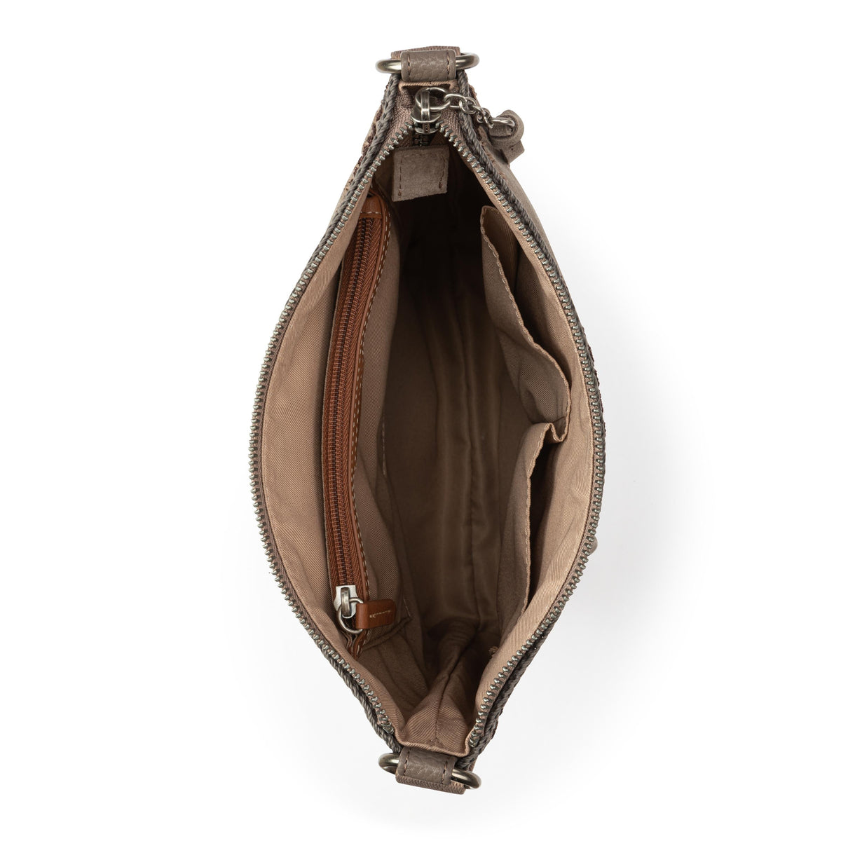 The Sak Lucia Crossbody - Leather - Mushroom Suede Blanket Stitch