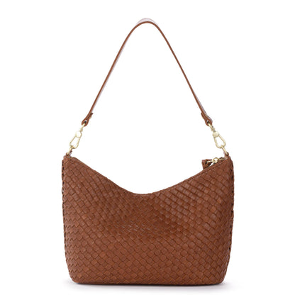 The Sak Juniper Small Hobo - Leather - Woven Cognac