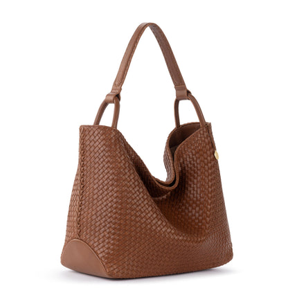 The Sak Los Feliz Large Tote - Leather - Woven Cognac