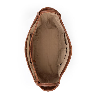 The Sak Los Feliz Large Tote - Leather - Woven Cognac