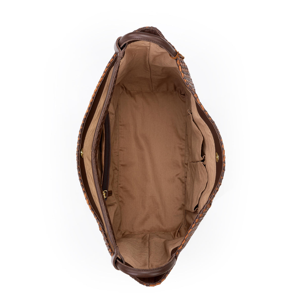 The Sak Los Feliz Large Tote - Leather - Woven Mahogany Cognac