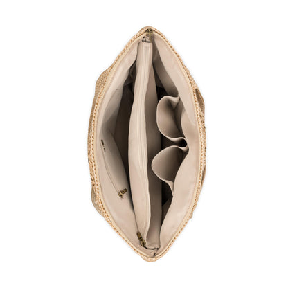 The Sak Sola Carryall Tote - Hand Crochet - Bamboo With Gold