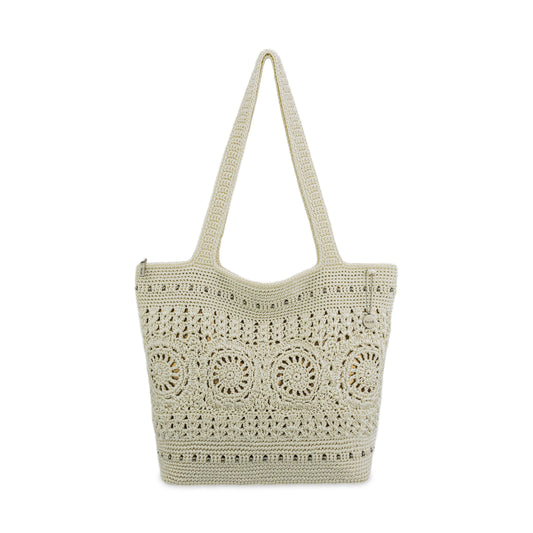 The Sak Sola Carryall Tote - Hand Crochet - Natural Medallion