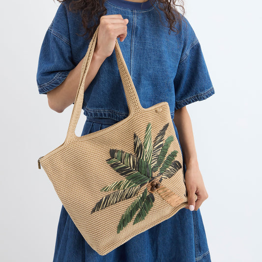 The Sak Sola Carryall Tote - Hand Crochet - Palm Tree