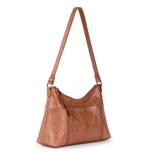 The Sak Melrose Shoulder Bag - Leather - Tobacco Floral Embossed