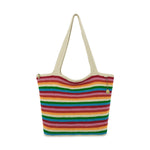 The Sak Sola Carryall Tote - Hand Crochet - Rainbow Stripe