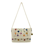 The Sak Marlow Flap Shoulder Bag - Hand Crochet - Natural Multi Flowers