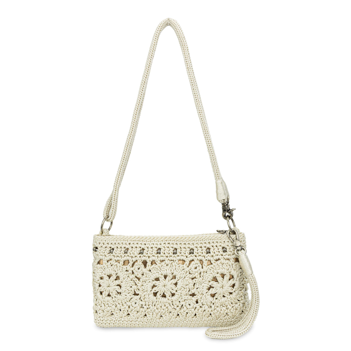 The Sak Vita Convertible Wristlet - Hand Crochet - Natural Medallion