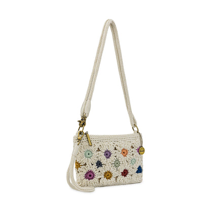 The Sak Vita Convertible Wristlet - Hand Crochet - Natural Multi Flowers