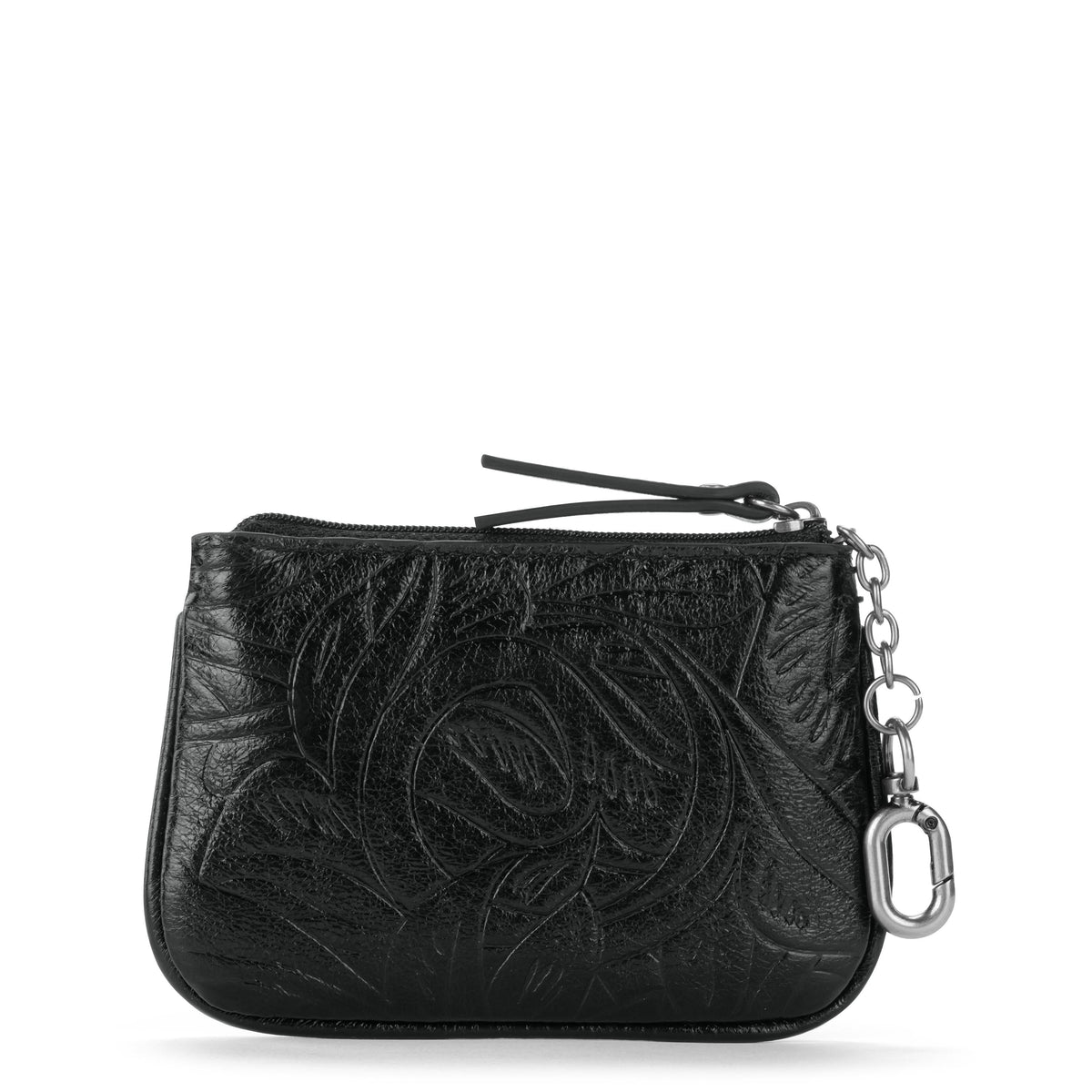 The Sak Cypress Small Card Wallet - Leather - Black Leaf Embossed