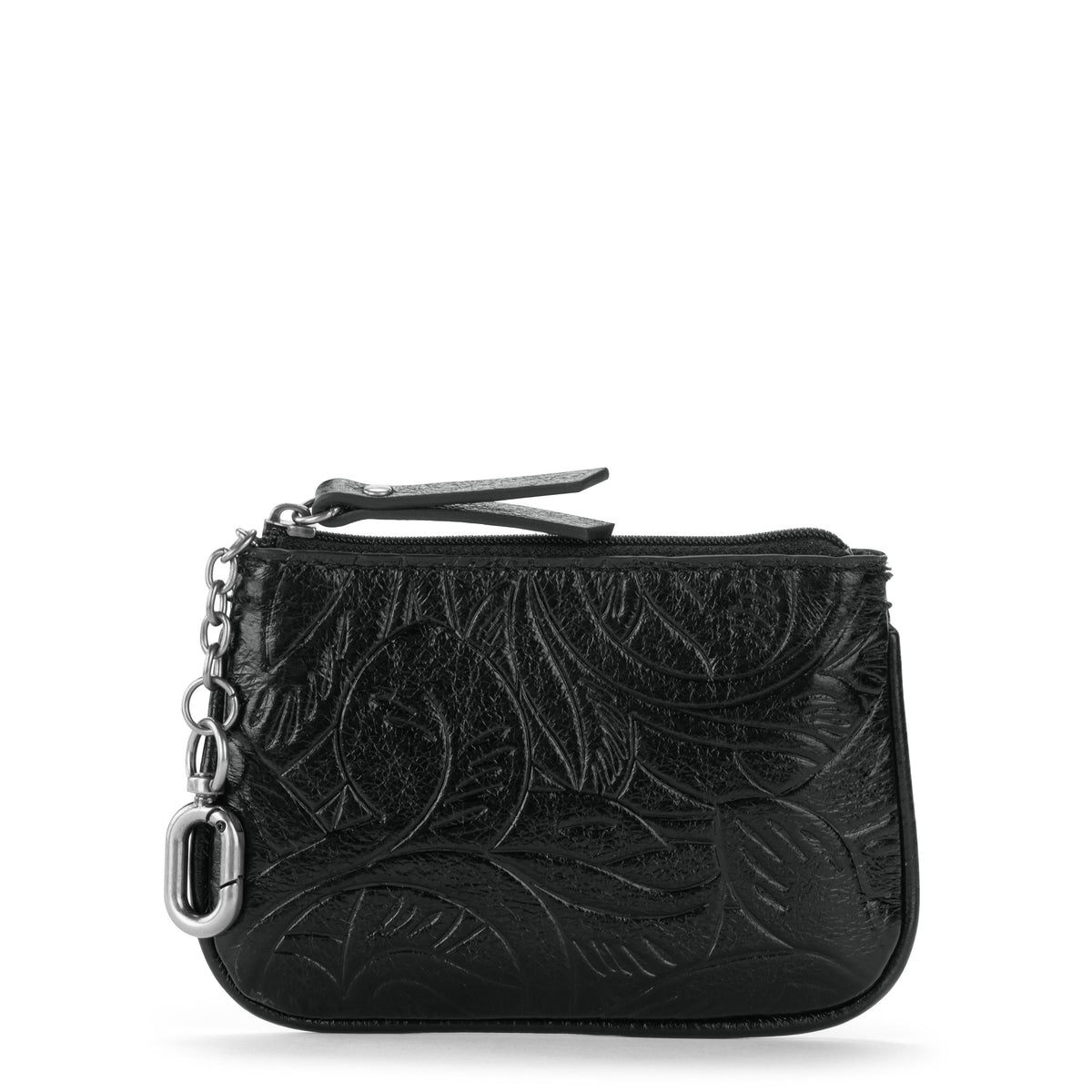 The Sak Cypress Small Card Wallet - Leather - Black Leaf Embossed
