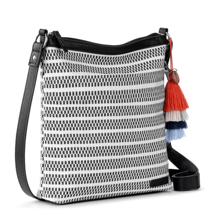 Sakroots Banyan Basic Crossbody - Straw - Black and White Woven