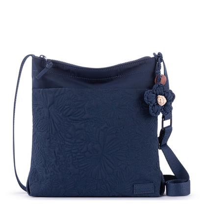 Sakroots Banyan Basic Crossbody - EcoTwill - Navy Flower Blossom Quilted