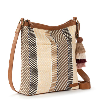 Sakroots Banyan Basic Crossbody - Straw - Tobacco Batik Woven