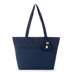 EcoTwill - Navy Flower Blossom Quilted