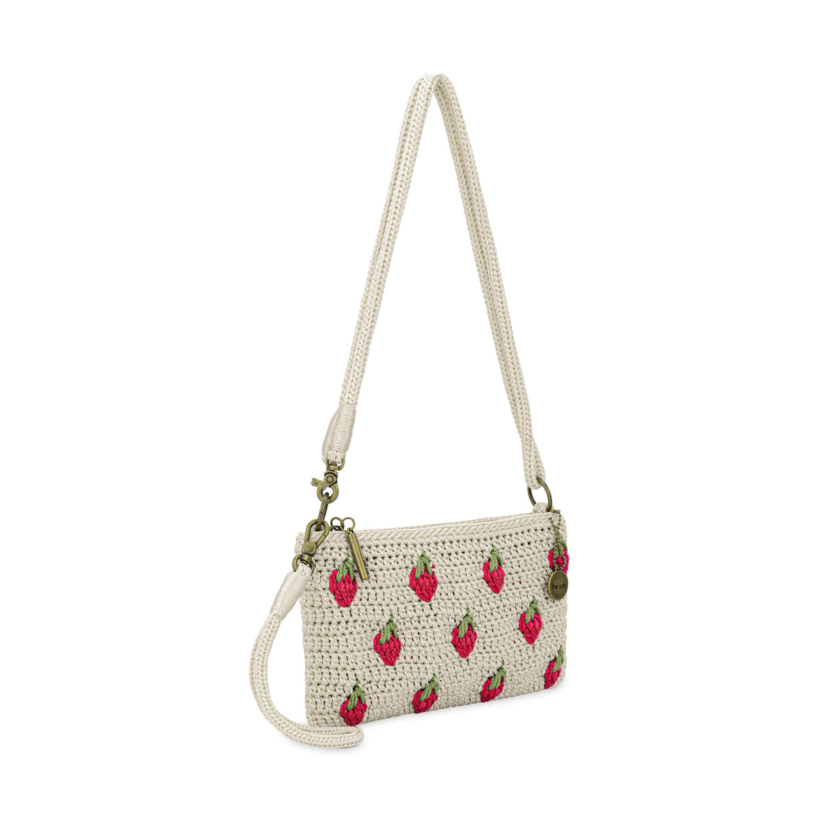 The Sak Vita Convertible Wristlet - Hand Crochet - Natural Strawberries