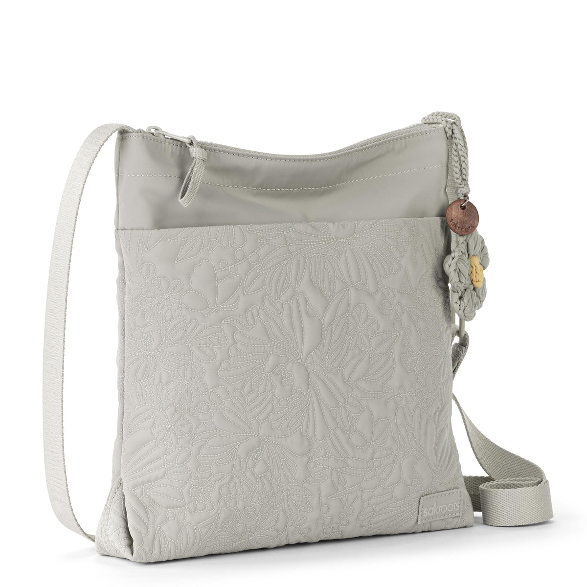 Sakroots Banyan Basic Crossbody - EcoTwill - Pebble Flower Blossom Quilted