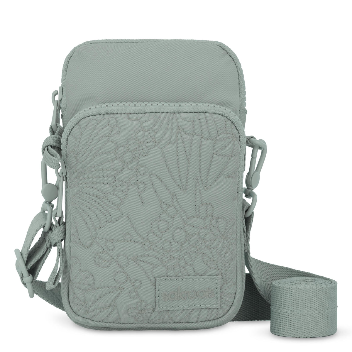 Sakroots Koa Smartphone Crossbody - EcoTwill - Sage Flower Blossom Quilted