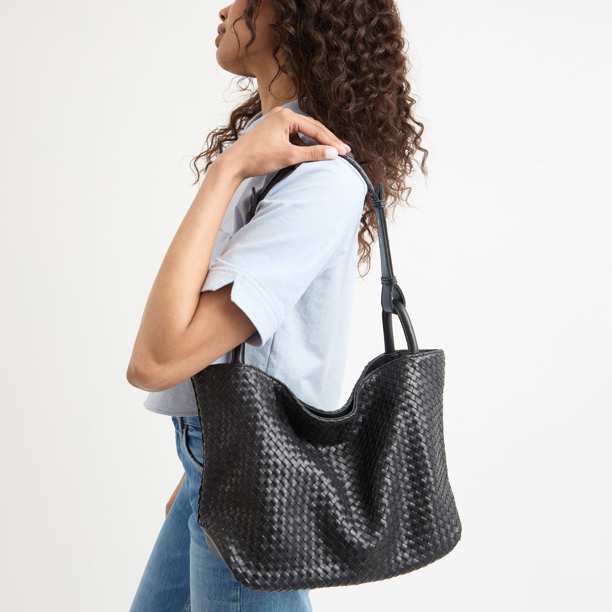 The Sak Los Feliz Medium Tote - Leather - Black Woven