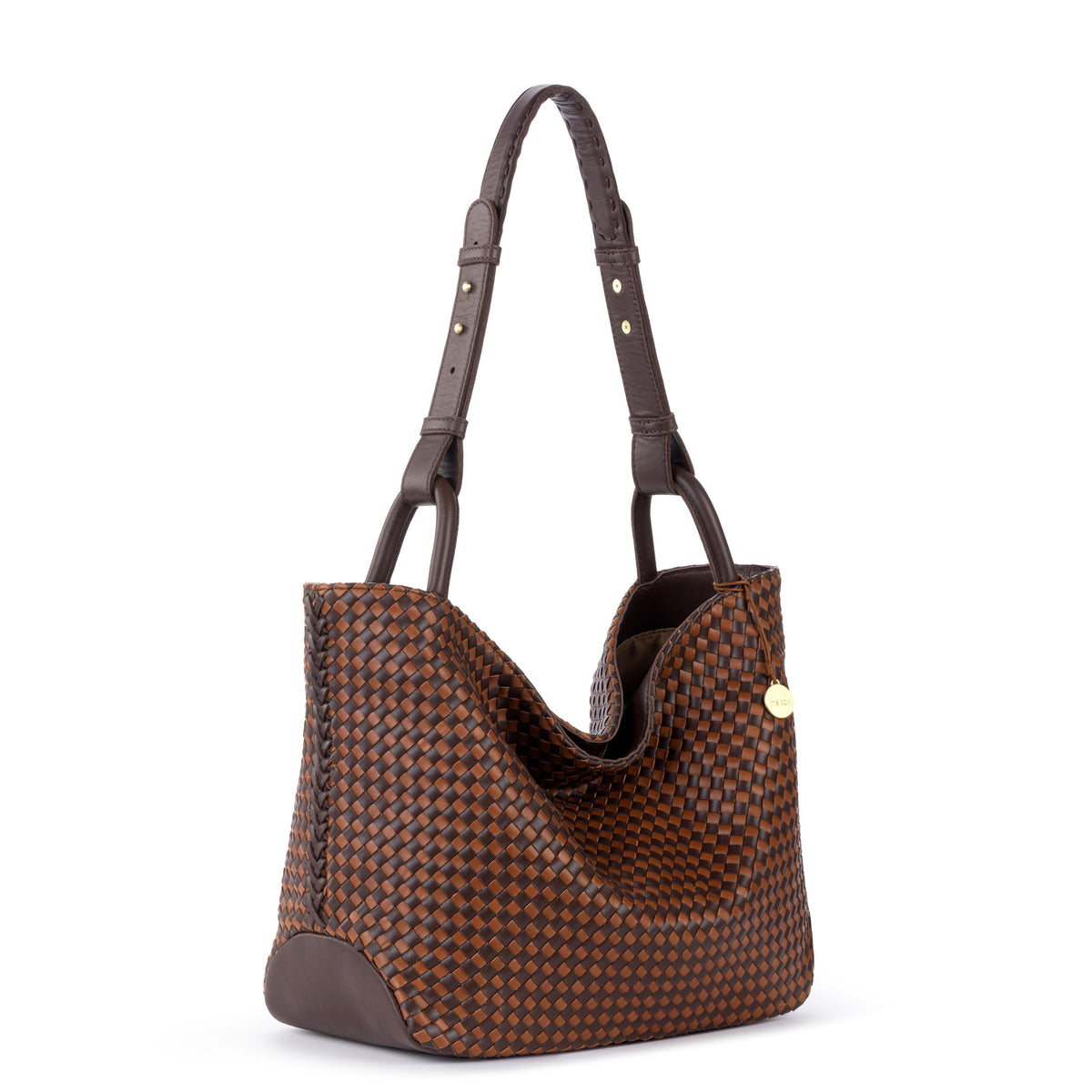 The Sak Los Feliz Medium Tote - Leather - Mahogany Cognac Woven