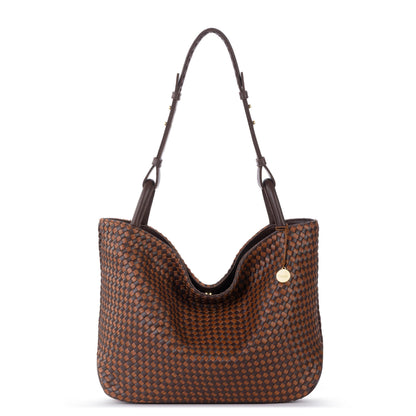 The Sak Los Feliz Medium Tote - Leather - Mahogany Cognac Woven