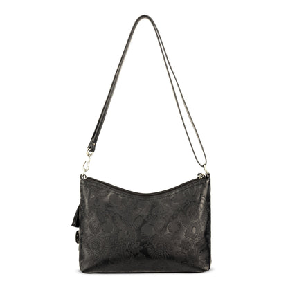 Sakroots Lumi Crossbody - EcoTwill - Black Floral Embossed