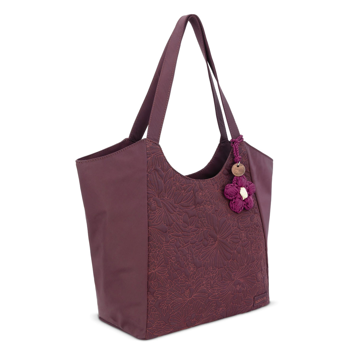 Sakroots Roma Large Tote - EcoTwill - Black Cherry Flower Blossom Quilted