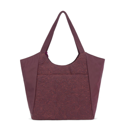 Sakroots Roma Large Tote - EcoTwill - Black Cherry Flower Blossom Quilted