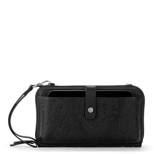 Sakroots Smartphone Wallet - EcoTwill - Black Floral Embossed